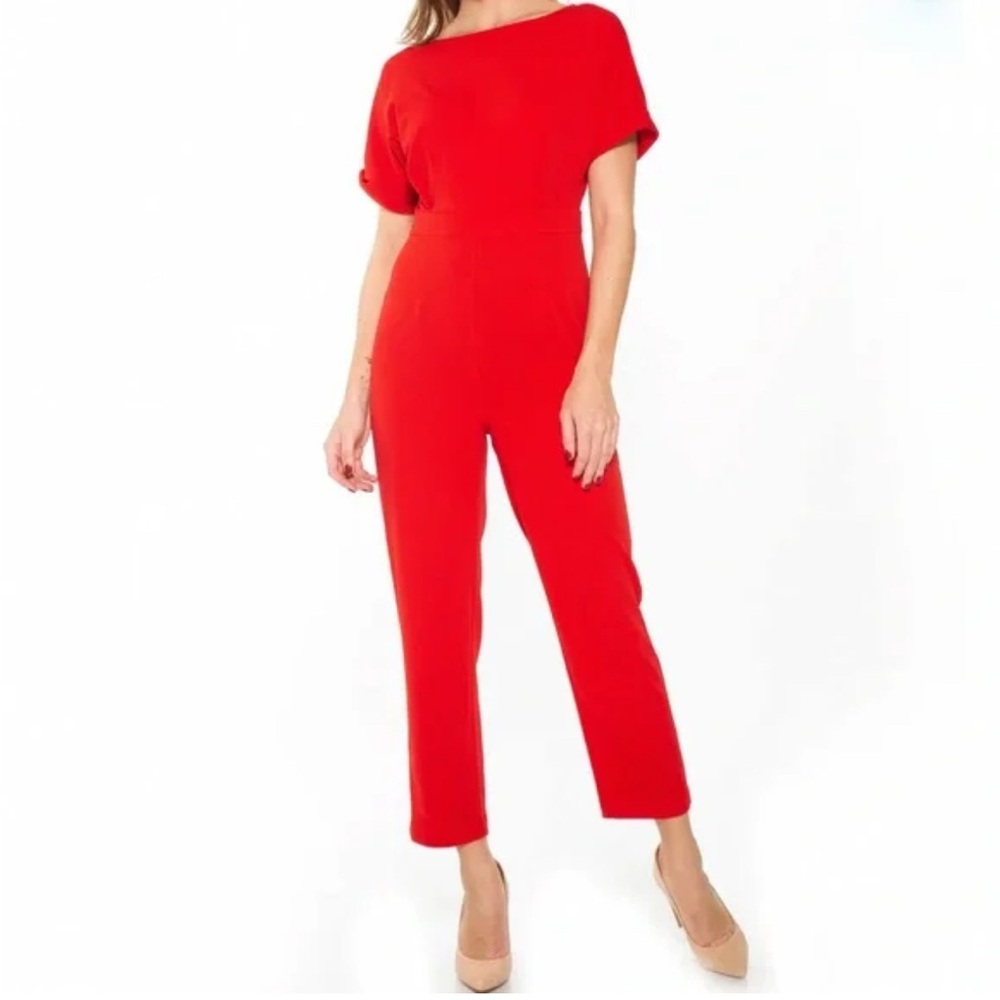 ALEXIA ADMOR SADIE BOATNECK TAPERED JUMPSUIT WOMENS SIZE XS RED NWT